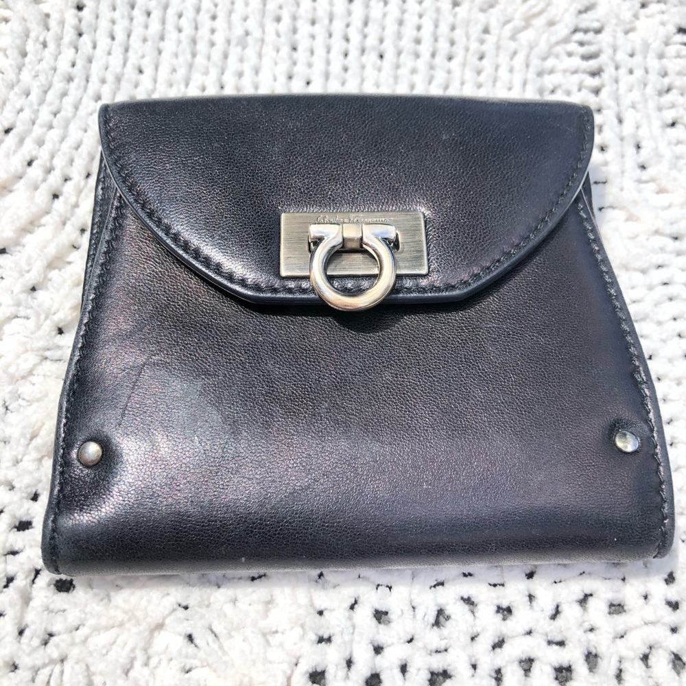 Authentic Salvatore Ferragamo Black Leather Wallet